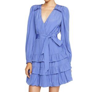 NWT Marie Oliver Women's Wynona V-Neck Ruffle Dress Tiered Skirt Blue Medium
